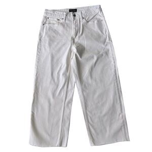 Free Assembly Women's White Crop Wide Leg Baggy High Rise Baggy Jeans sz 8 Short